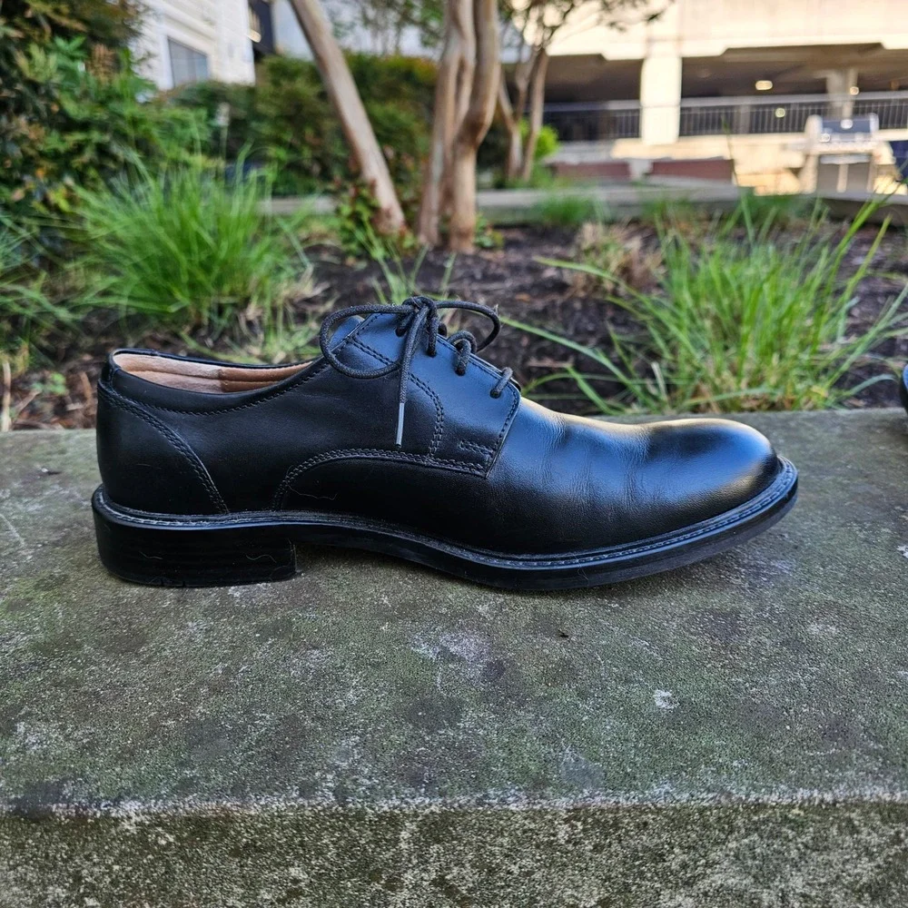Johnston & Murphy Mason Plain Toe Dress Shoes 9 Black Leather Derby Classic Work